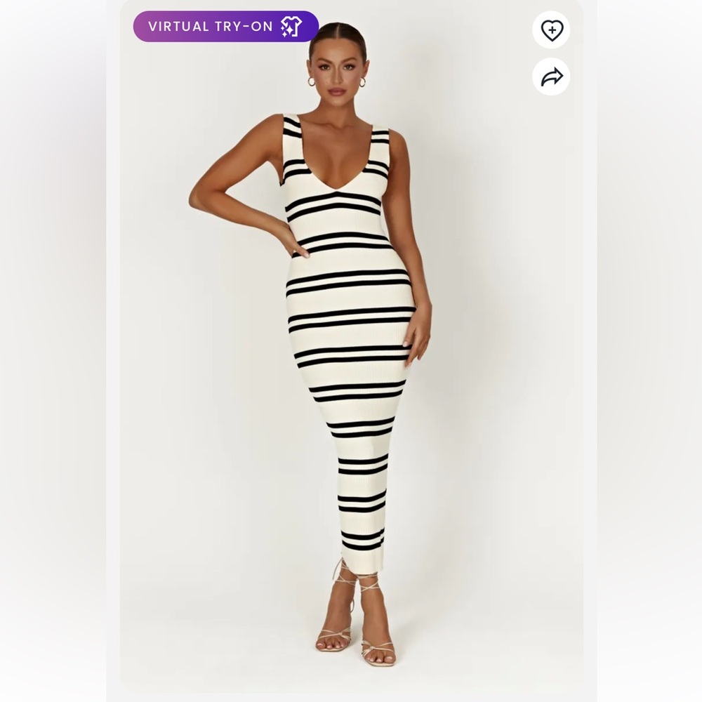 Meshki Black and White Striped Maxi Dress